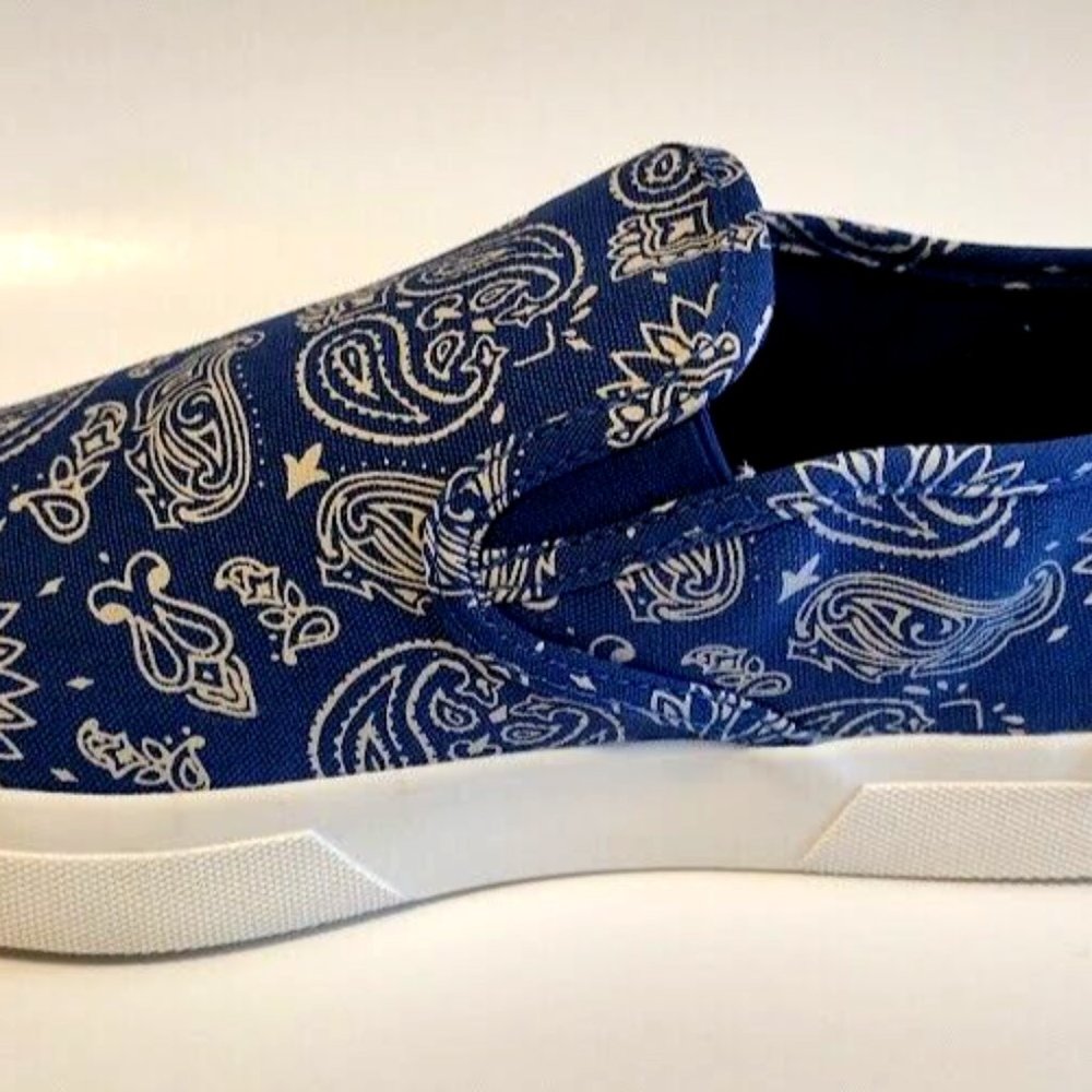 SUN + STONE COMFORT Men's Blue Paisley Cushioned Slip on Skate Shoes - Picture 6 of 6
